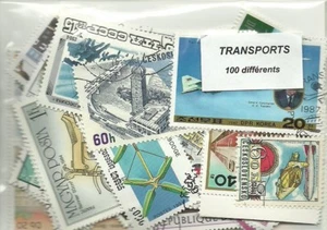 Lot 100 timbres thematique " Transports" - Picture 1 of 1