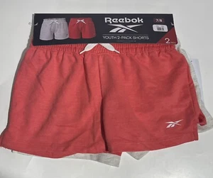 Reebok Youth Girls 2-Pack Shorts Size 7/8 Coral/Gray - Brand New - Picture 1 of 3