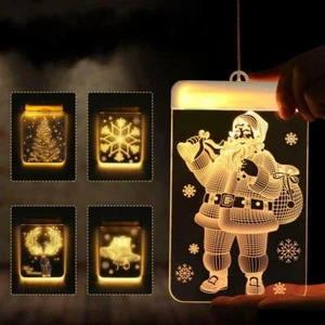 3D LED Suction Cup Light Door Window Santa Claus Elk Bells Christmas Ornament - Picture 1 of 12