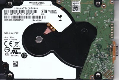  WD20SDZM-59TM5S1 s/n: WX71A OCT 2019 Thailand 2TB 2.5" USB-C WESTERN DIGITAL - Image 1 of 2