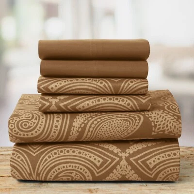 Deep Pocket 6 Piece Bed Sheets Set 1800 Series Luxury Comfort Paisley Sheet Set - Image 1 of 4