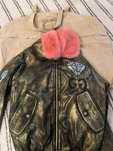 Auth Gucci Trouble Andrew XS Ghost Bomber Jacket 447800 BAG Blouson Gold Size 36 - Picture 1 of 24