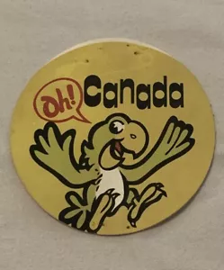 Parrot Oh! Canada Sew On Patch Slick Front Cloth Back Bird Yellow Gold 2.5" - Picture 1 of 2