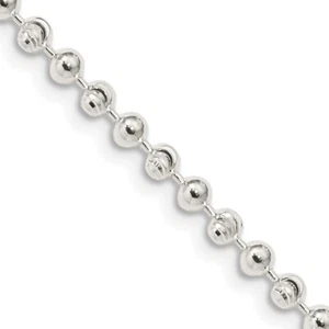 Sterling Silver 3mm Fancy Beaded Chain Necklace - Picture 1 of 5