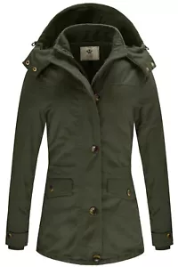 WenVen Women's Winter Jackets Warm Thicken Military Parka with Removable Hood - Picture 1 of 42