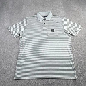Oakley Golf Polo Shirt Mens XL Extra Large Off White Grey Stripes Golfing - Picture 1 of 9