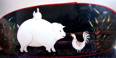 BETH TAYLOR PIG  CHICKEN CORN FIELD PRIMITIVE DECORATIVE PAINTING PATTERN  - Image 1 of 3