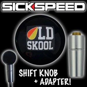 BLACK OLD SKOOL SHIFT KNOB & AUTO/AUTOMATIC ADAPTER FOR GEAR SHIFTER LEVER KA3 - Picture 1 of 1