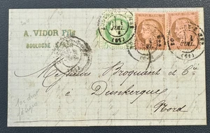 CERES YT 53 x 2 + YT 54 / Kombination s / Briefe von BOULOGNE S MER / 1876 - Bild 1 von 3