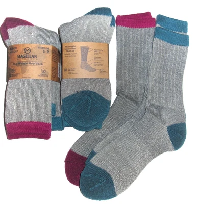 2 pares de calcetines térmicos acolchados de mezcla de lana merino acrílico suave Magallanes para mujer Foto 1 de 4