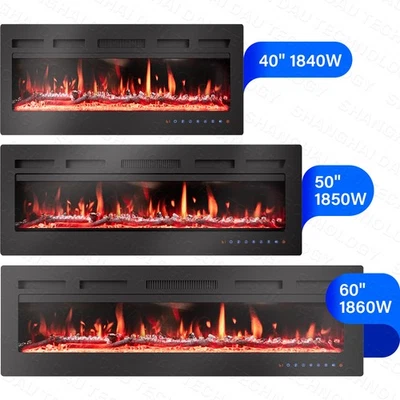 Chimenea eléctrica de 40"" 50""60"" montada en la pared empotrada chimenea calentador Foto 1 de 4