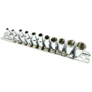 11pc 1/4" Drive Female Socket Set CR-V Ba0-Ba10 with Rail For Cars & Bikes - Picture 1 of 8