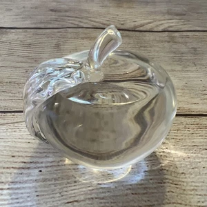 Vintage Klar Klein Glas Apfel Briefbeschwerer 2,5" Kunstglas Dekor Qualität - Bild 1 von 7