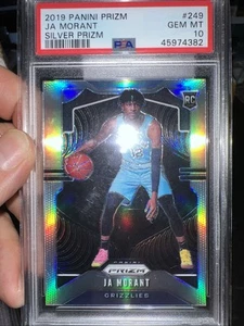 2019-20 Panini Prizm Rookie Silver Prizm Ja Morant #249 PSA 10 GEM MT Rookie RC - Foto 1 di 3
