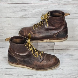 ORIGIN MAINE Work Boots Mens 11 Made In USA Brown Leather Vibram Soles - Picture 1 of 7