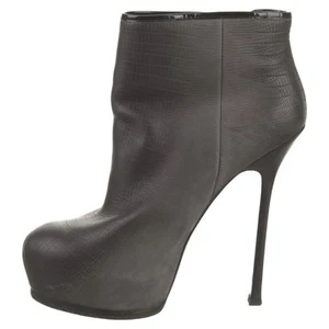 Yves Saint Laurent YSL Grey Tribtoo 105 Platform Ankle Boots Size US10 IT40 - Picture 1 of 5