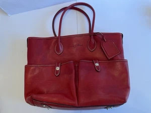Dooney & Bourke Red Florentine Satchel Genuine Vacchetta Leather Handbag Purse - Picture 1 of 15