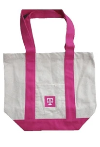 NEW T-MOBILE Tmobile Mini Canvas Tote Bag White Pink 12.5 x 10.5" Free - Picture 1 of 5