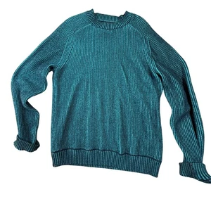 The Territory Ahead Mens L Blue Green Cotton Knit Crew Neck Sweater - Picture 1 of 8