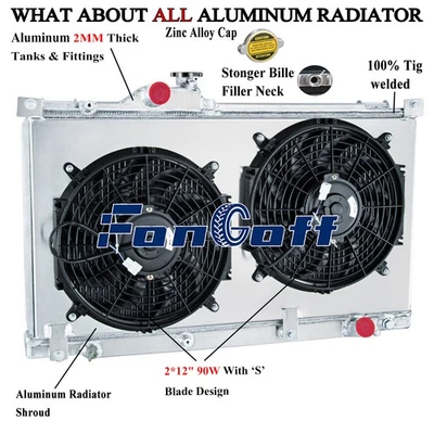 3 ROW Radiator Shroud Fan For 1999-2005 2000 2001 02 Lexus IS200 IS300 2.0L 3.0L — 第 1/4 张图片