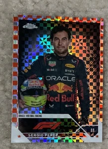 Ritratto a scacchi arancione 2023 Topps Chrome Sergio Perez /25! - Foto 1 di 2