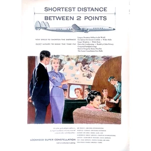 Avión 1955 anuncio impreso Lockheed Super Constellation avión avión 8"X11" - Imagen 1 de 3