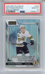 2023-24 OPC Platinum Arctic Freeze #290 Matthew Poitras RC /99 PSA 10 GEM - Bild 1 von 2