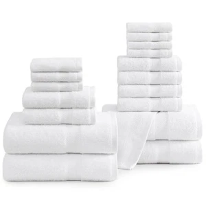 Bath Towels for Bathroom Set- 18 PC 100% Cotton White Soft Spa & Hotel Qualit... - Picture 1 of 9