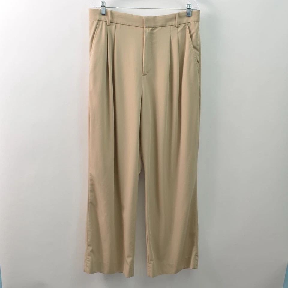 Pantalones de lana Banana Republic Vasto pierna ancha para mujer 14 color tostado tela italiana plisada Foto 1 de 4