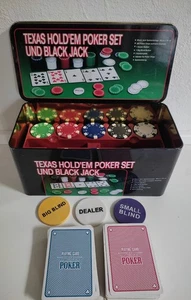 Texas Holdem Poker Set Hold'em Pokerset Karten komplettes Spiel Set Cards Chips - Bild 1 von 4