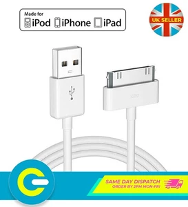 Old Type USB Charge & Sync Data Cable Lead for iPhone iPad iPod Touch Shuffle 1m - Picture 1 of 7