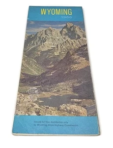 Vintage offizielle 1966 Wyoming State Highway Commission Straßenkarte - Bild 1 von 12