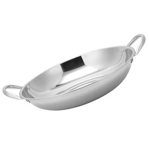 Olla seca de fondo plano olla caliente sartén de acero inoxidable woks de cocina doble mango - Imagen 1 de 12