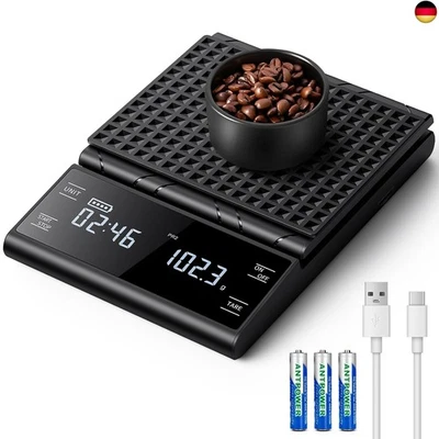 BKXCHA Digital Kaffeewaage Mit Timer, wiederaufladbare Espresso Waage 5 kg/0,1 - Bild 1 von 4