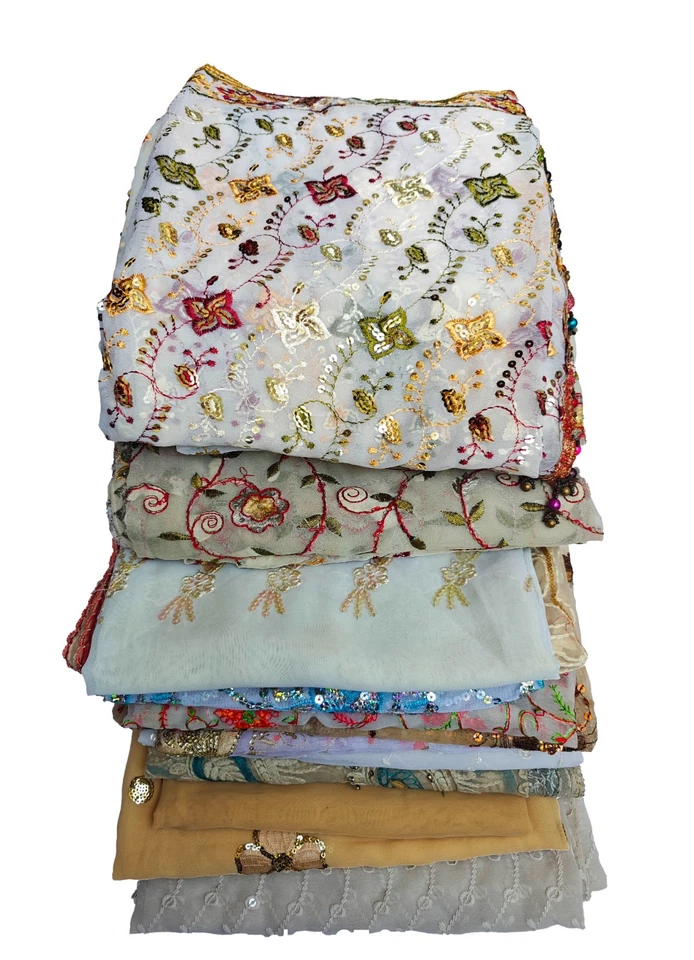 Wholesale Lot Of  5 Only Single Color Indian Vintage Dupatta Hijab Wrap Scarf - Image 1 of 1