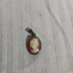 Vintage Giovani Apa Kamee geschnitzte Brosche Anhänger Sterlingsilber - Bild 1 von 7