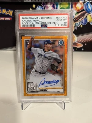 2020 Bowman Chrome ANDRES MUNOZ Orange Refractor Auto /25 PSA 10 Rookie POP 1 - Image 1 of 4