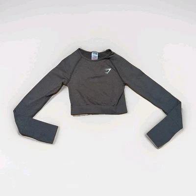 Gymshark Vital Crop Top Womens XS Brown Long Sleeve Seamless Workout Compression - Image 1 of 4