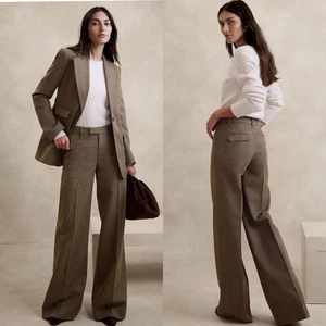 Banana Republic Womens High Rise Wide leg Italian Herringbone Pants Size 10 NWT - Picture 1 of 9