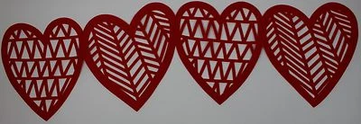 Valentine's Day Red Felt Hearts Cutout Table Runner 14x48 in NWT - Image 1 of 3