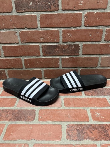 Adidas "ADILETTE" sandali classici neri bianchi slide uomo taglia 11