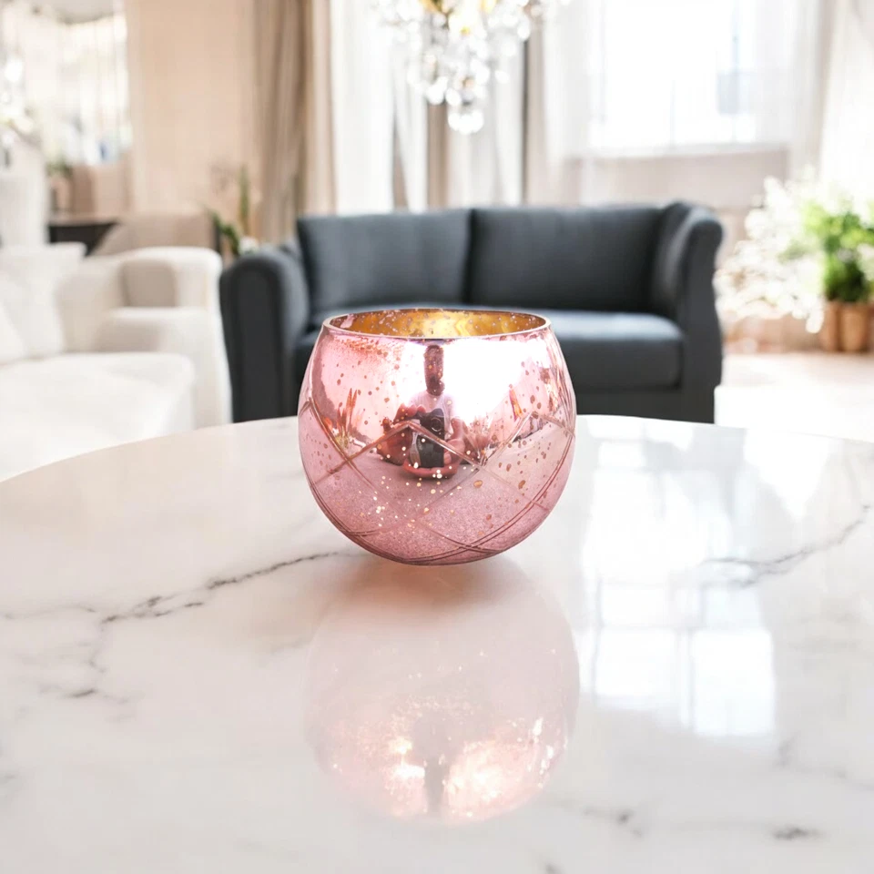 Votivo en Mercurio Antiguo Rosa, Votivo para Salón, Decoración del Hogar, Boda Foto 1 de 4