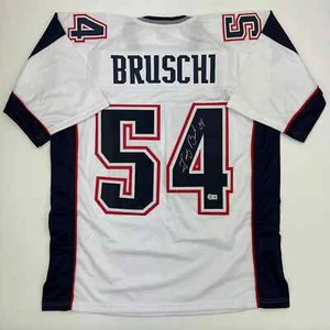 Autographed/Signed Tedy Bruschi New England White Football Jersey Beckett COA - Picture 1 of 4