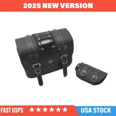 Black Side Saddlebag Tool Bags PU Leather For Honda VTX 1800 N VTX1800C VTX1300C - Image 1 of 4