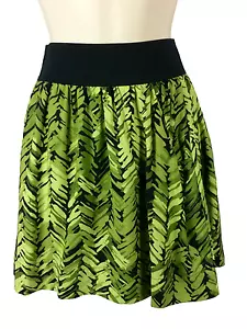 Apt 9 Skirt Size S Small Elastic Waist Black Green Botanical Short Pockets 90s - Picture 1 of 3