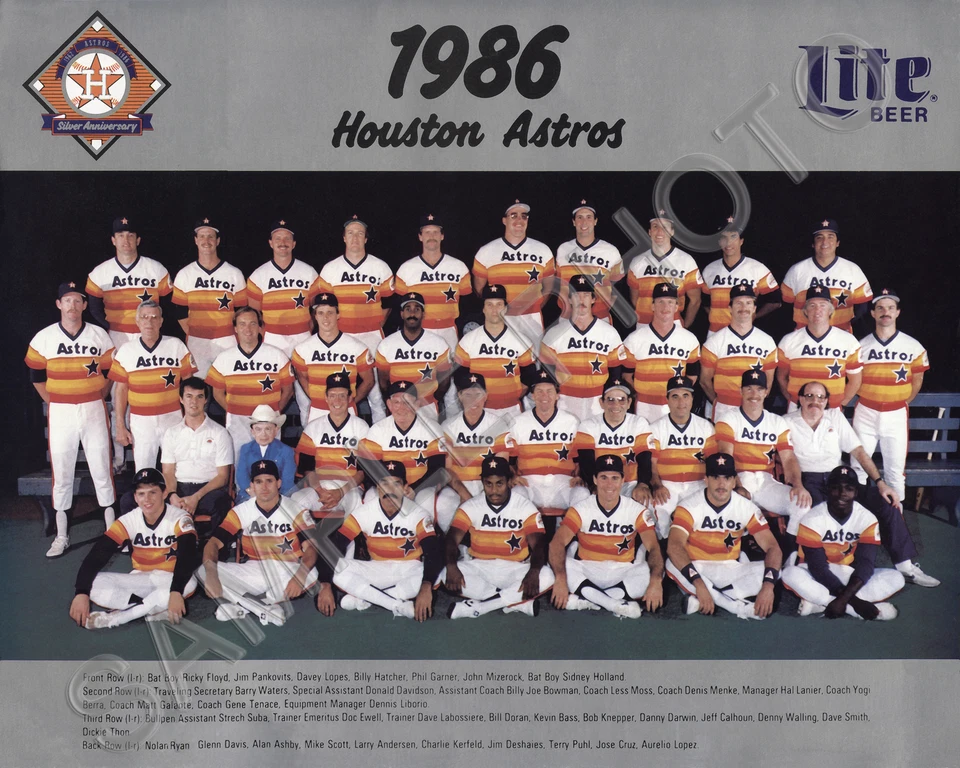1986 HOUSTON ASTROS BASEBALL 8X10 TEAM PHOTO - Image 1 of 1
