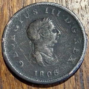 PIECE HALF PENNY 1806 GEORGES III ROYAUME-UNI (1009) - Picture 1 of 2