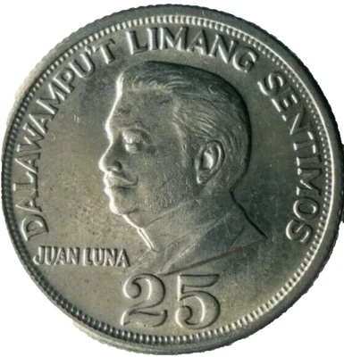 1967 PHILIPPINES - 27 Sentimos - Vintage Collectible UNC Coin - Juan Luna - Image 1 of 2