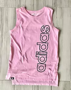Adidas Big Girls Youth XL (16) Pink x Black Logo Tank Top Sleeveless Shirt - Picture 1 of 5