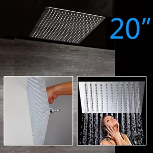 Rubinetto montato soffitto soffione doccia quadrato a pioggia grande acciaio inox 20 pollici - Foto 1 di 6